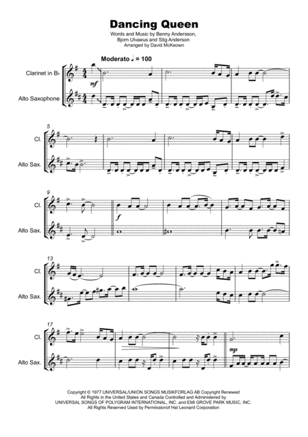 Dancing Queen Duet For Clarinet And Alto Saxophone Page 2