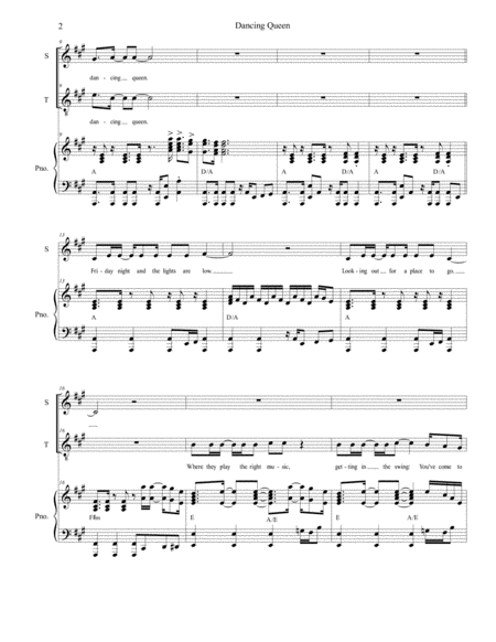 Dancing Queen For 2 Part Choir Soprano And Tenor Page 2