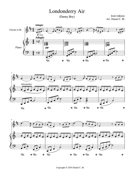 Danny Boy For Bb Clarinet And Piano Page 2