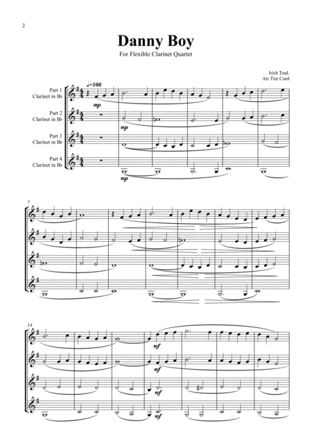 Danny Boy For Flexible Clarinet Quartet Page 2