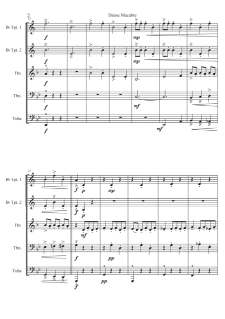 Danse Macabre Op 40 For Brass Quintet Sheet Music Page 2