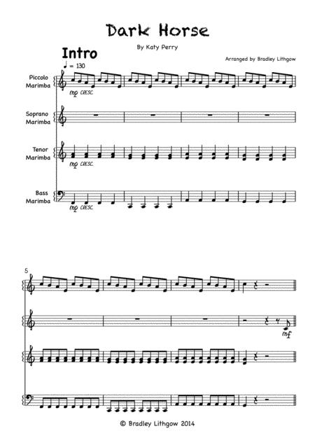 Dark Horse Katy Perry Arranged For Marimba Band Diatonic In C In 4 Parts Page 2