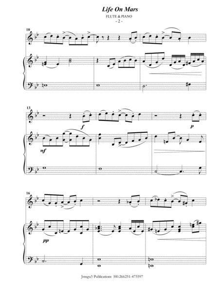 David Bowie Life On Mars For Flute Piano Page 2