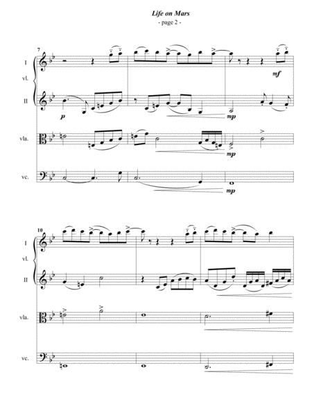 David Bowie Life On Mars For String Quartet Page 2