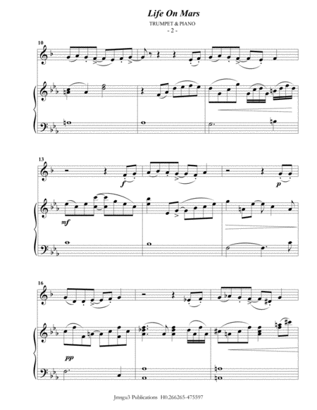 David Bowie Life On Mars For Trumpet Piano Page 2