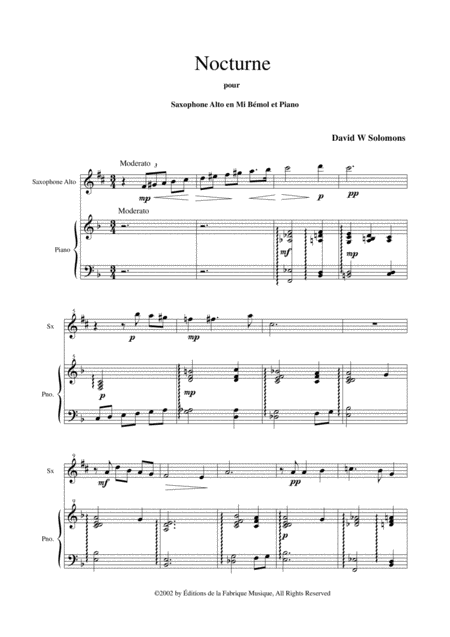 David Warin Solomons Nocturne For Eb Alto Saxophone And Piano Page 2
