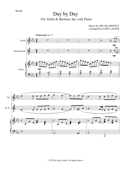 Day By Day Violin Baritone Sax With Piano Score Part Included Page 2