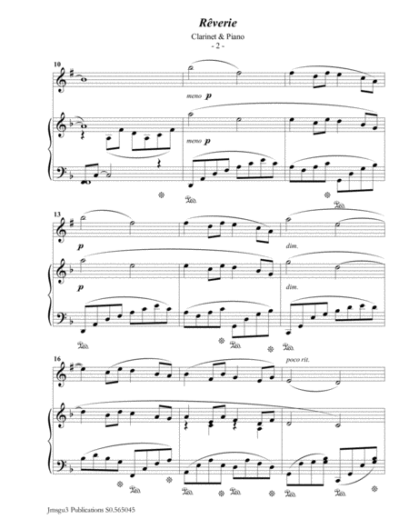 Debussy Reverie For Clarinet Piano Page 2