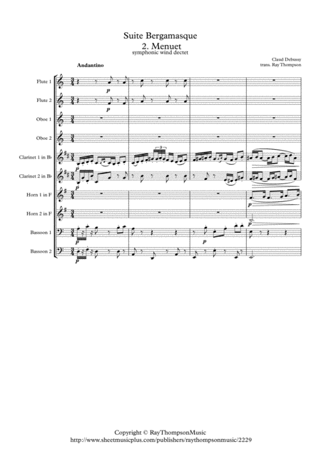 Debussy Suite Bergamasque Mvt 2 Menuet Wind Dectet Page 2