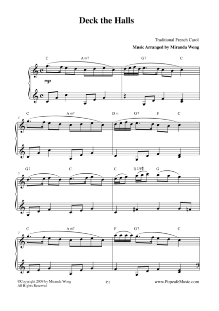 Deck The Hall Easy Christmas Piano Solo Page 2