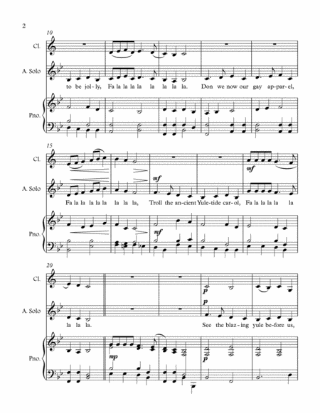 Deck The Halls Alto Voice Clarinet Piano Page 2