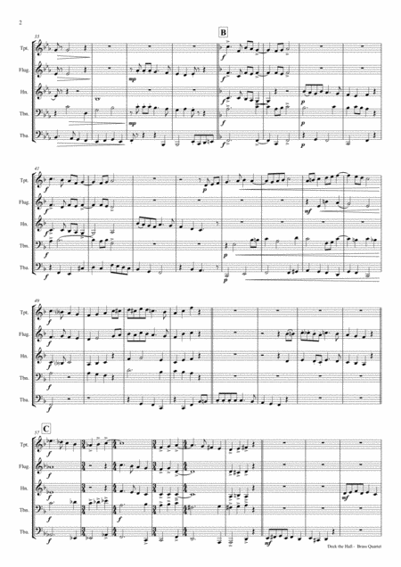 Deck The Halls Christmas Carol Polyphonic Brass Quintet Page 2