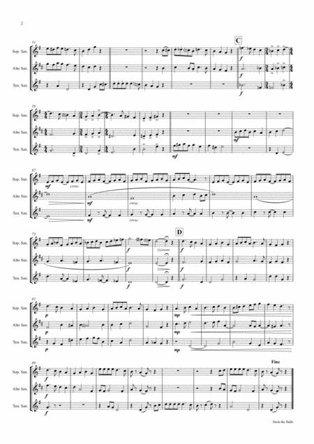 Deck The Halls Christmas Carol Polyphonic Saxophone Trio Page 2