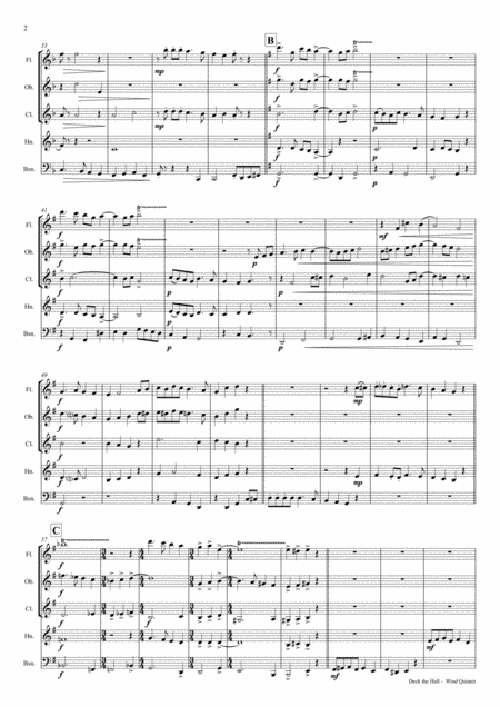 Deck The Halls Christmas Carol Polyphonic Wind Quintet Page 2