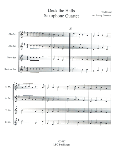 Deck The Halls For Saxophone Quartet Satb Or Aatb Page 2