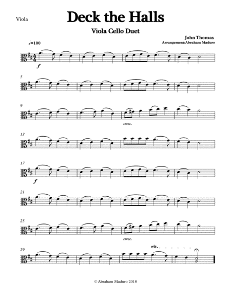 Deck The Halls Viola Cello Duet Three Tonalities Included Page 2