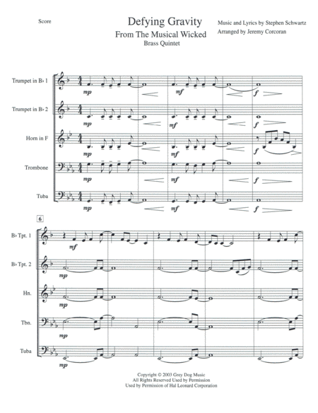 Defying Gravity For Brass Quintet Page 2