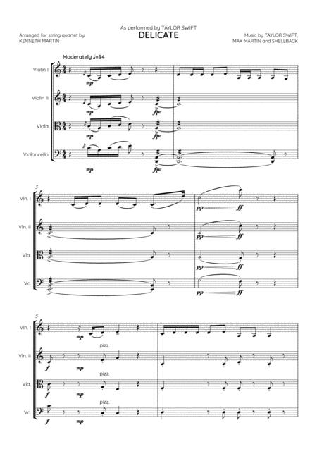 Delicate By Taylor Swift Arranged For String Quartet Page 2