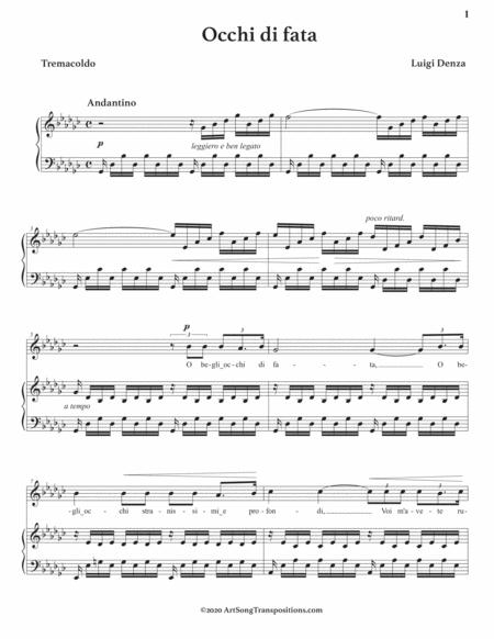 Denza Occhi Di Fata Transposed To G Flat Major Page 2