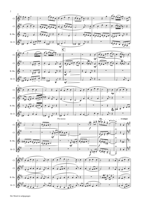 Der Mond Ist Aufgegangen German Folk Song Clarinet Quartet Page 2