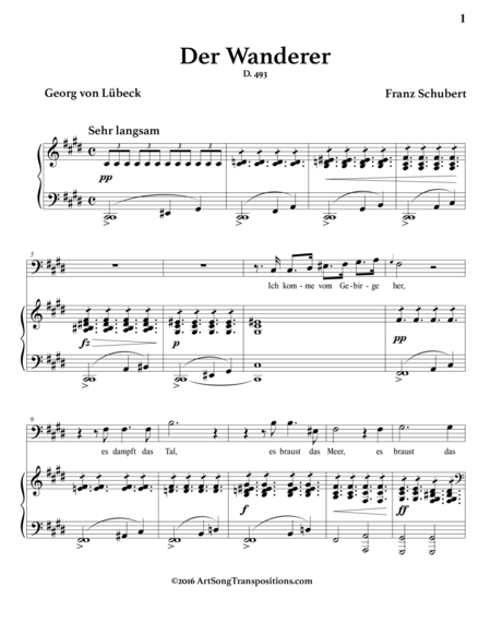 Der Wanderer D 493 C Sharp Minor Bass Clef Page 2