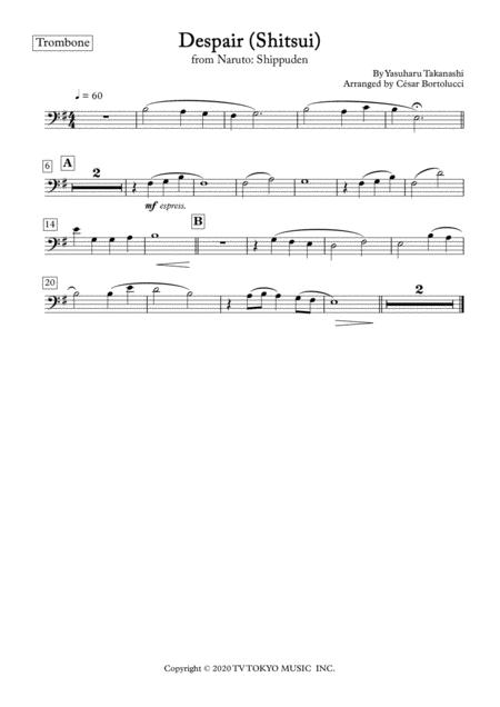 Despair Shitsui From Naruto For Trombone And Piano Page 2