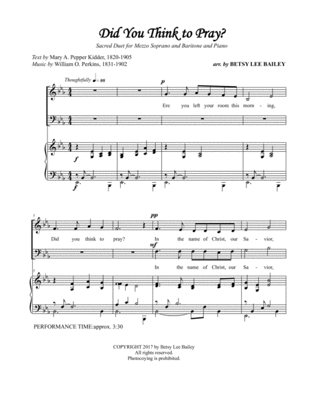 Did You Think To Pray Sacred Duet For Mezzo And Baritone Page 2