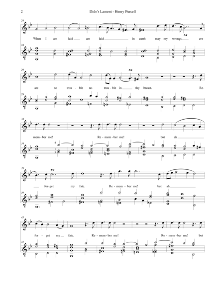 Didos Lament When I Am Laid In Earth Arranged For Soprano And Guitar Page 2