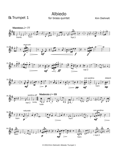 Diehnelt Albiedo For Brass Quintet Parts Page 2