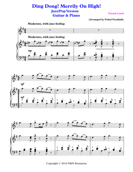 Ding Dong Merriiy On High For Guitar And Piano Page 2