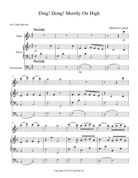 Ding Dong Merrily On High For Piano Flute And Cello Page 2