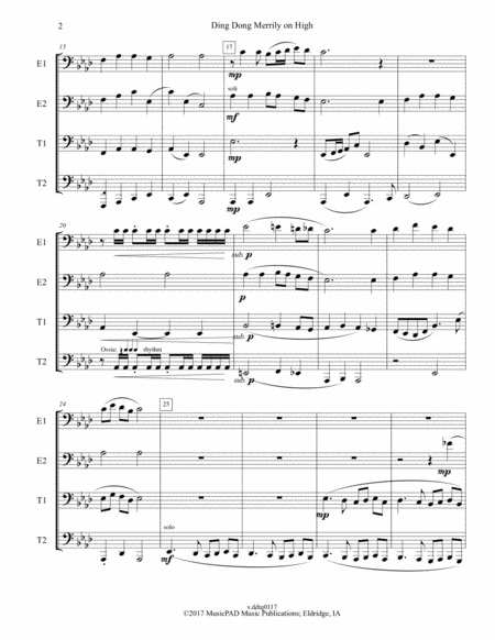 Ding Dong Merrily On High For Tuba Low Brass Quartet Page 2