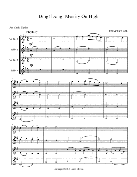 Ding Dong Merrily On High For Violin Quartet Page 2