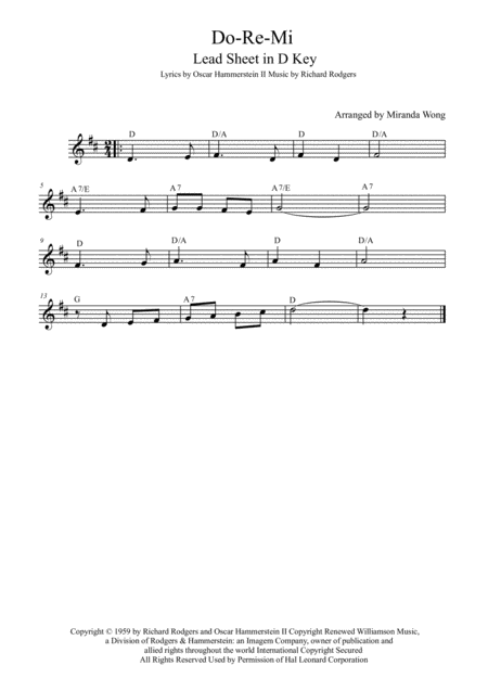 Do Re Mi Lead Sheet In 3 Keys With Chords Page 2