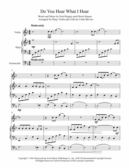 Do You Hear What I Hear Arranged For Harp Violin And Optional Cello Page 2