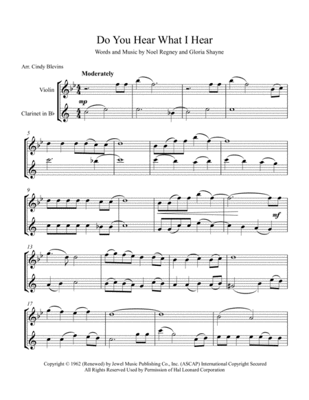 Do You Hear What I Hear Arranged For Violin And Bb Clarinet Page 2