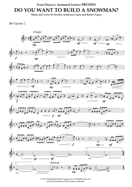 Do You Want To Build A Snowman From Frozen For Clarinet Quartet Page 2