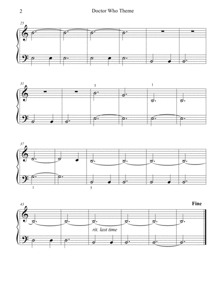 Doctor Who Theme Beginner Big Note Piano Page 2