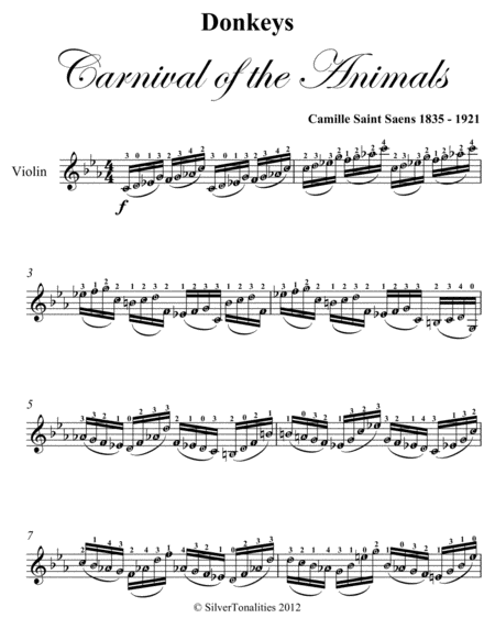 Donkeys Carnival Of The Animals Easy Violin Sheet Music Page 2