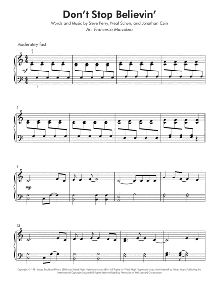 Dont Stop Believin Easy Piano Page 2