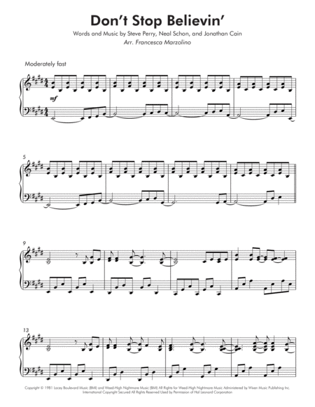 Dont Stop Believin Late Intermediate Piano Page 2