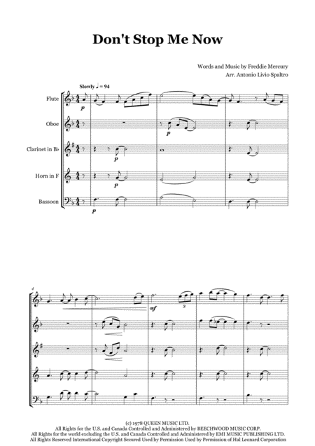 Dont Stop Me Now For Woodwind Quintet Page 2