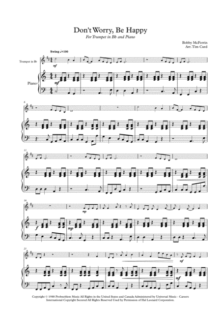 Dont Worry Be Happy For Solo Trumpet And Piano Page 2