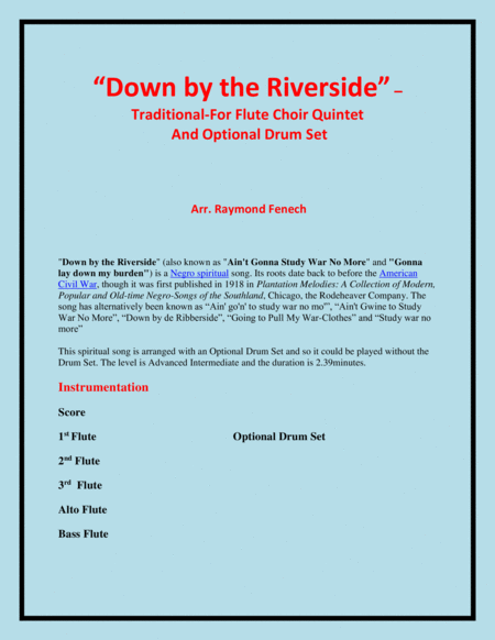 Down By The Riverside Flute Choir Quintet 3 Flutes Alto Flute Bass Flute And Optional Drum Set Page 2