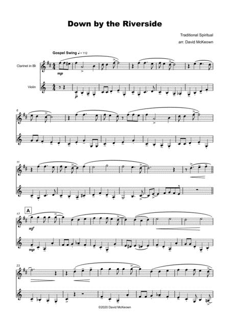 Down By The Riverside Gospel Hymn For Clarinet And Violin Duet Page 2