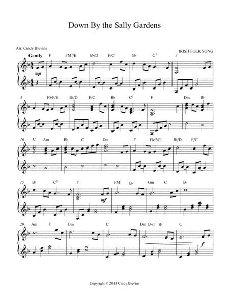 Down By The Sally Gardens Arranged For Double Strung Harp From My Book 24 Folk Songs For Double Strung Harp Page 2