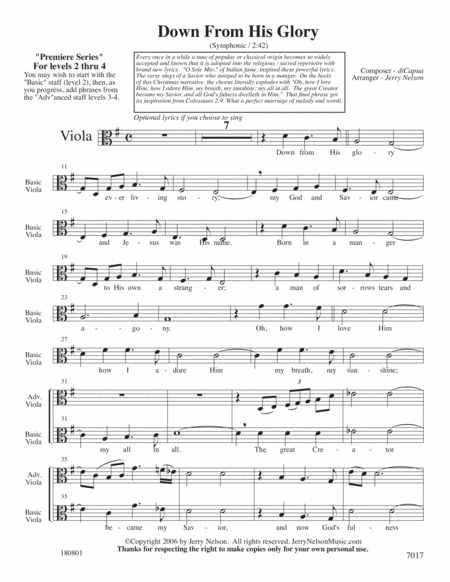 Down From His Glory O Sole Mio Arrangements Level 2 4 For Viola Written Acc Page 2