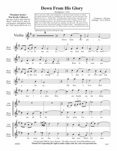 Down From His Glory O Sole Mio Arrangements Level 2 5 For Violin Written Acc Page 2