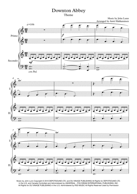 Downton Abbey Theme Piano 4 Hands Page 2