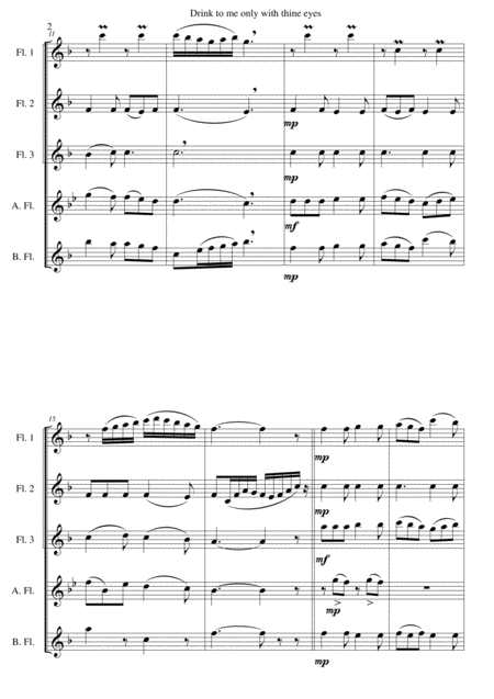 Drink To Me Only With Thine Eyes For Flute Quintet Page 2